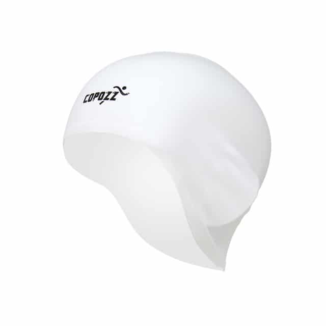 waterproof swim cap white