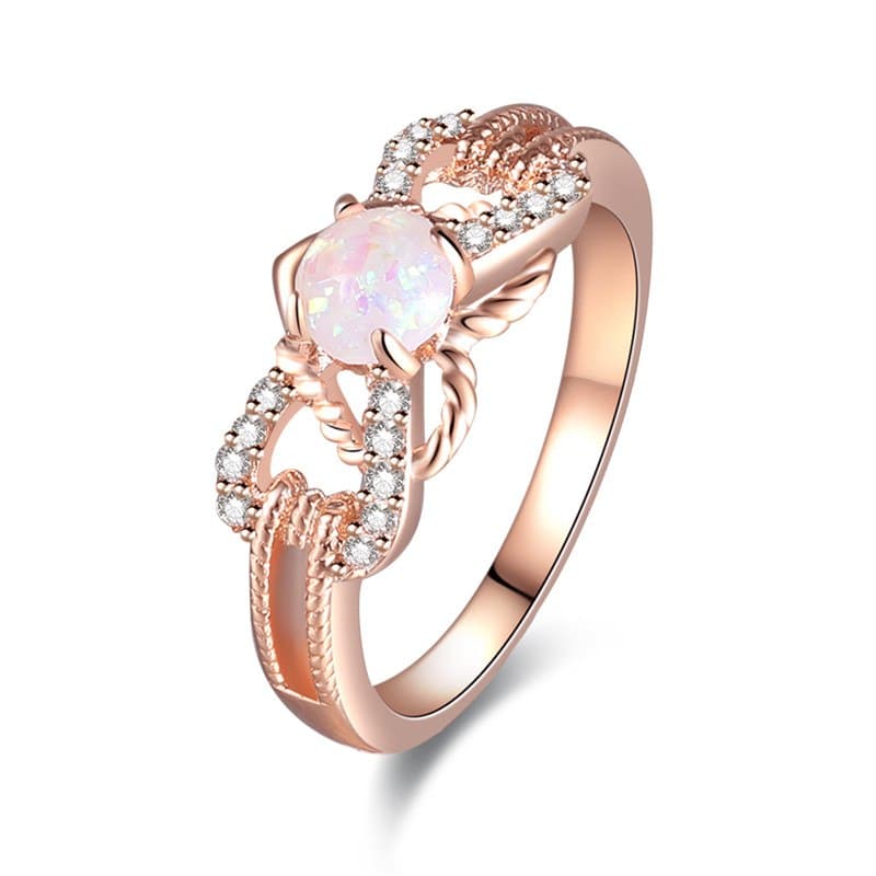 Gold Silver White Fire Opal Ring for Women