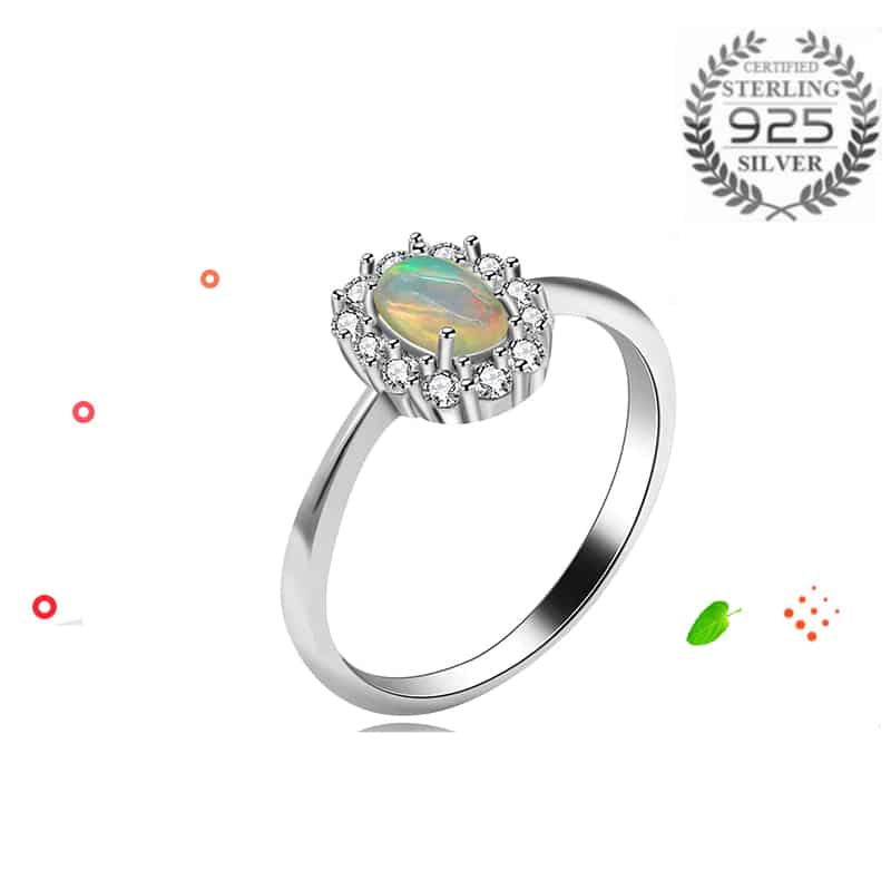 Certified Natural Fire Opal Ring, 925 Sterling Silver