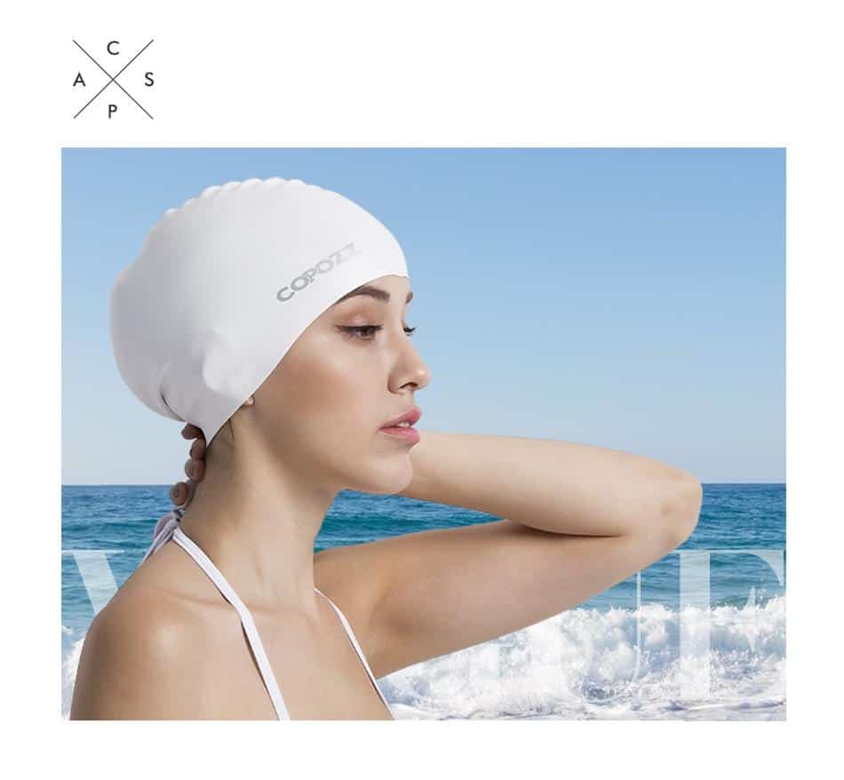 3D Waterproof Silicon Swim Cap For Long Hair