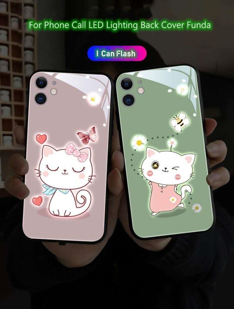 Luxury Cat Shockproof Phone Case with Automatic Light For iPhones